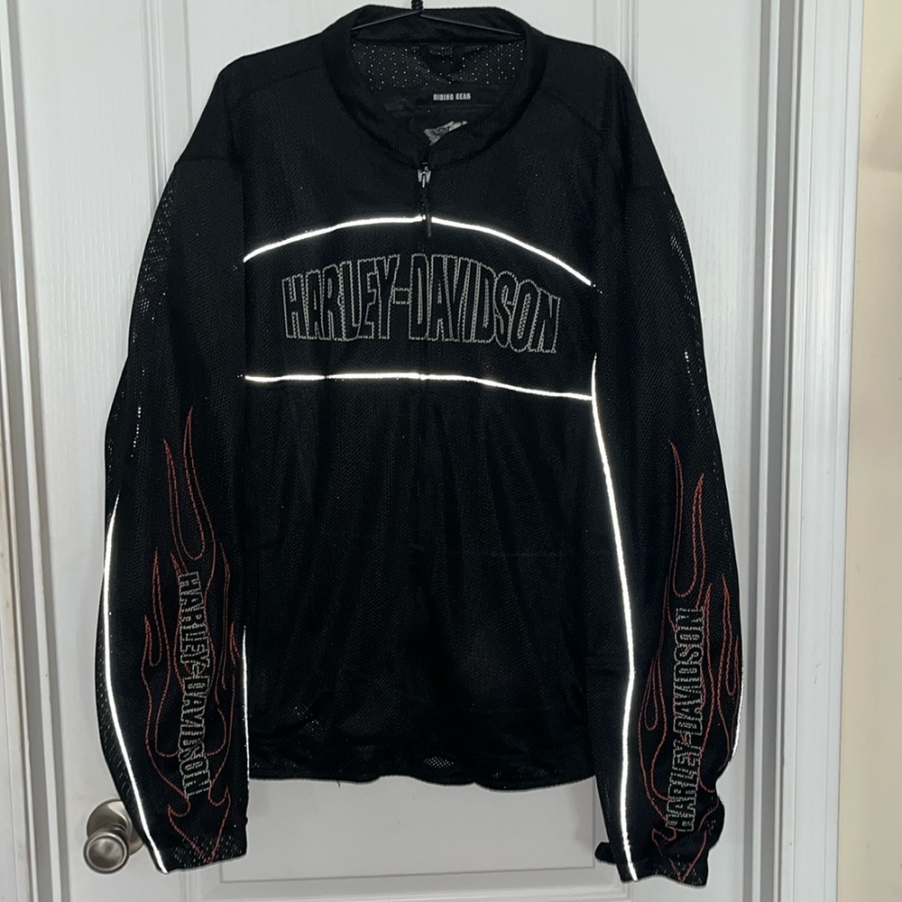 Harley Davidson Mesh Riding Men’s Jacket with Flame Insignia on Arms 2XL